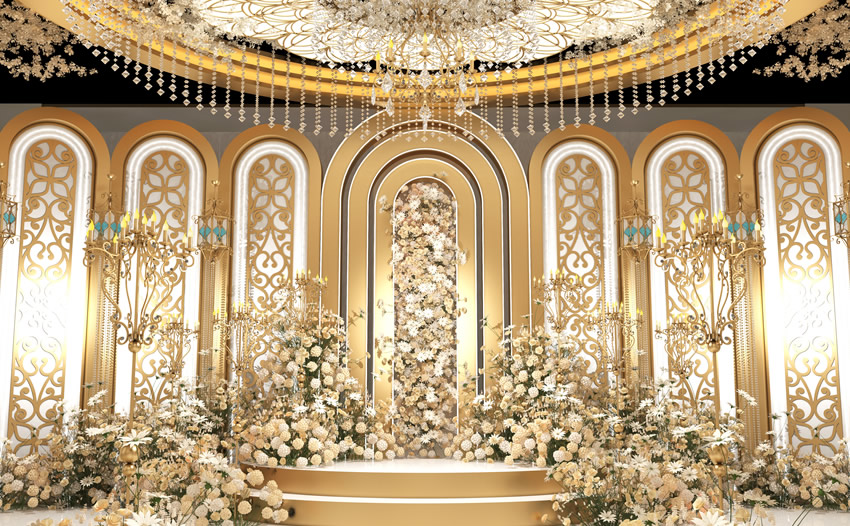 龙湾香槟色调婚礼堂效果展示